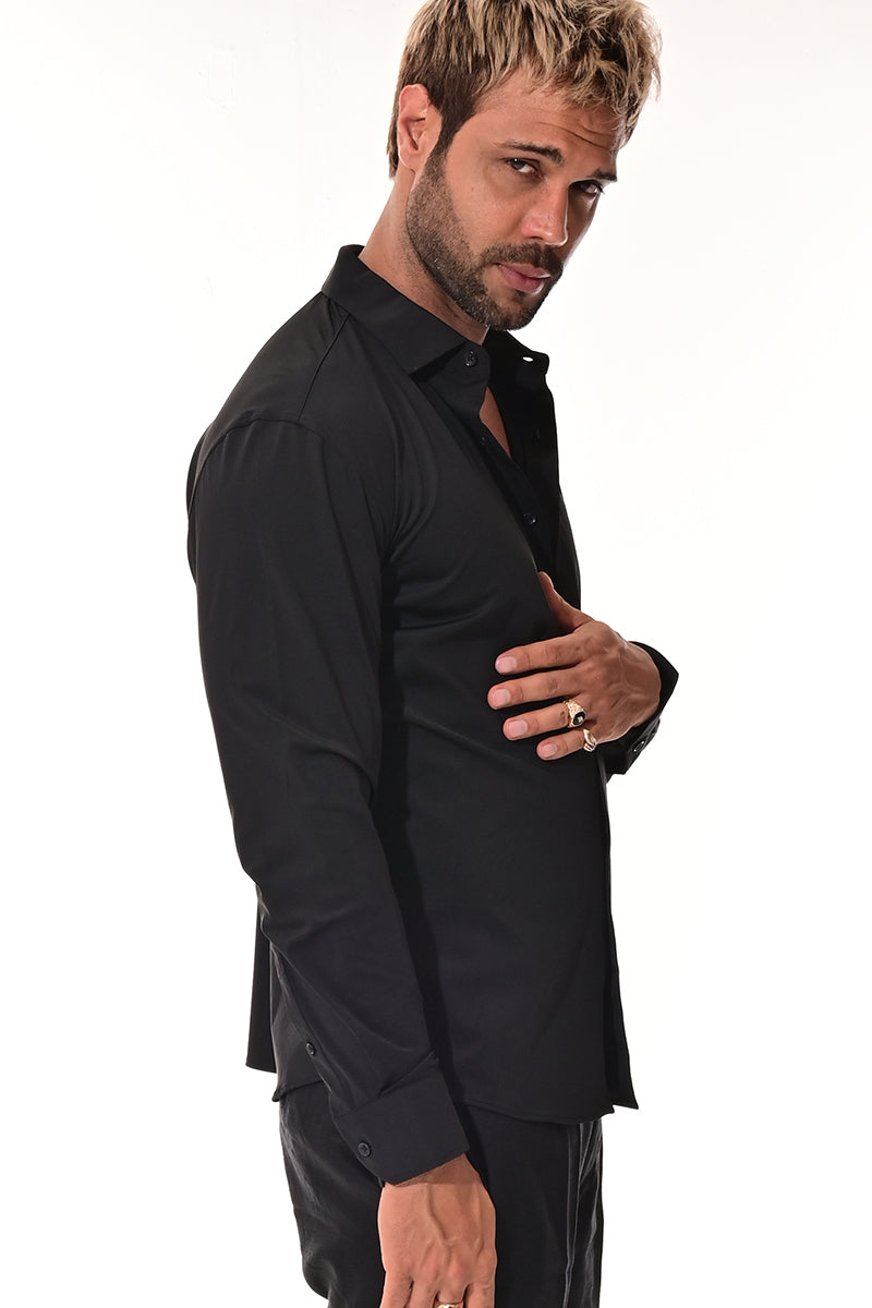 Men's Performance L/S Button-Down Stretch Shirt Solid by BOHIO - BEIGE - COLOR OPTIONS - MKSP3213 - 6 PCS/PRE-PACK