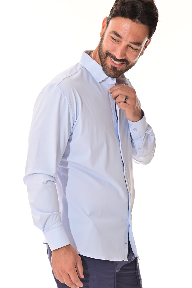Men's Performance L/S Button-Down Stretch Shirt Solid by BOHIO - BEIGE - COLOR OPTIONS - MKSP3213 - 6 PCS/PRE-PACK