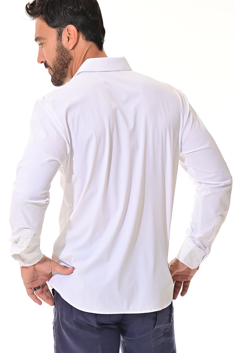 Men's Bamboo Performance L/S Button-Down Stretch Shirt by MAYAMERA - WHITE - MBS3331 - 6 PCS/PRE-PACK
