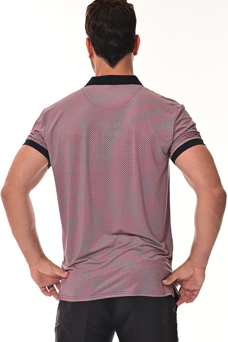 Men's Polo Shirt Cool Feel Fashion Print Golf S/S RED/PRINT - MKT3154