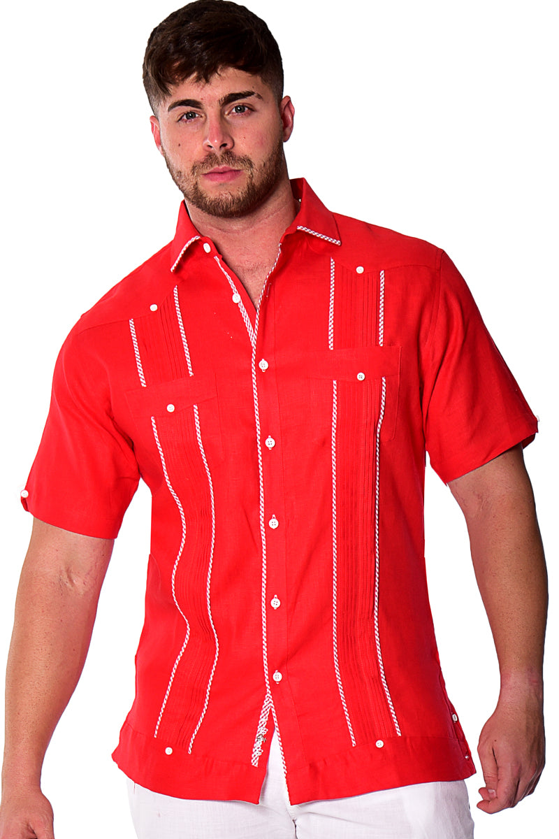 Men Linen Fancy Guayabera S/S Shirt in (2) Colors - MLFG2028