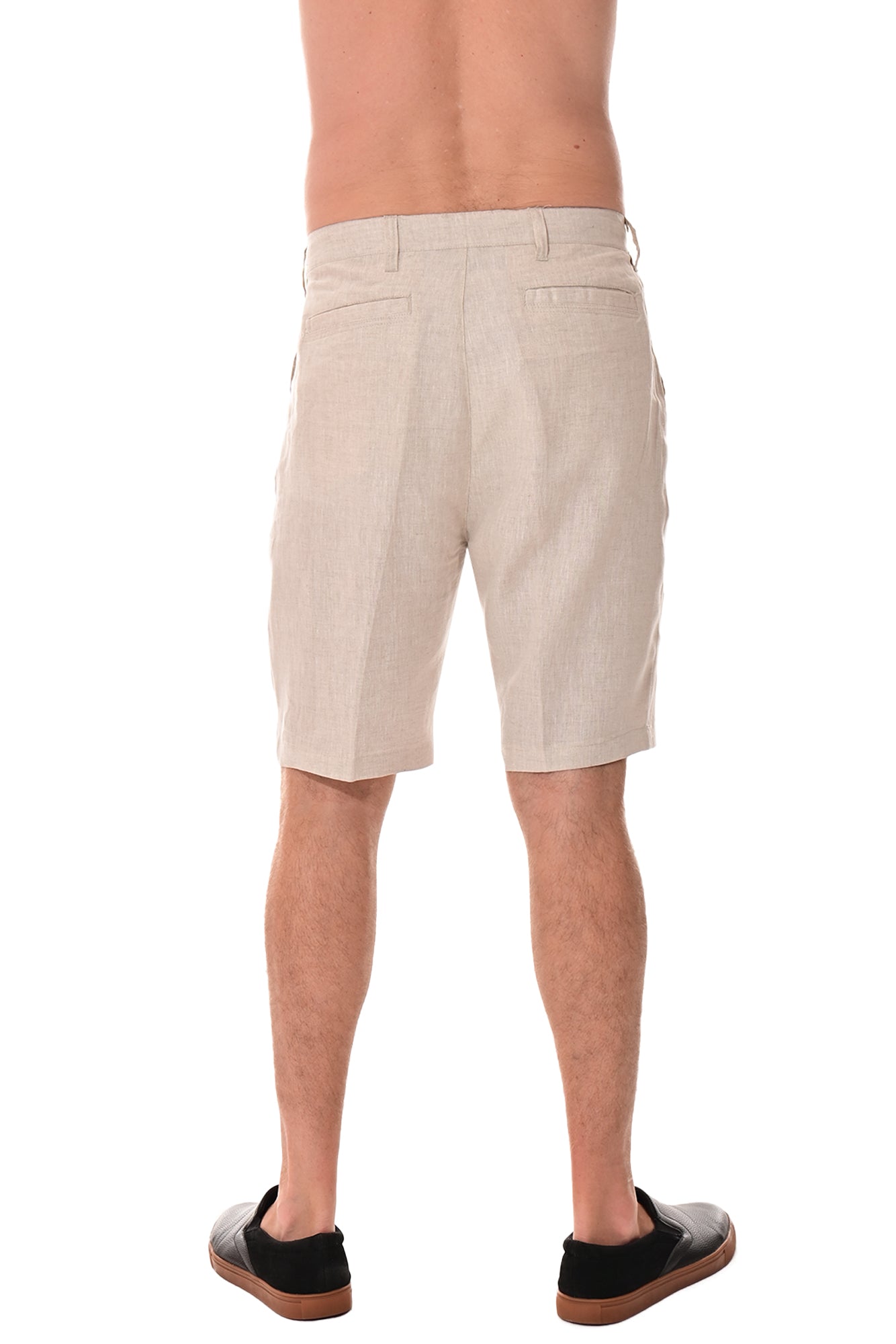 Men Linen Blend Shorts-TAUPE-COLOR OPTIONS-MLH40c - 12 PCS/PRE-PACK