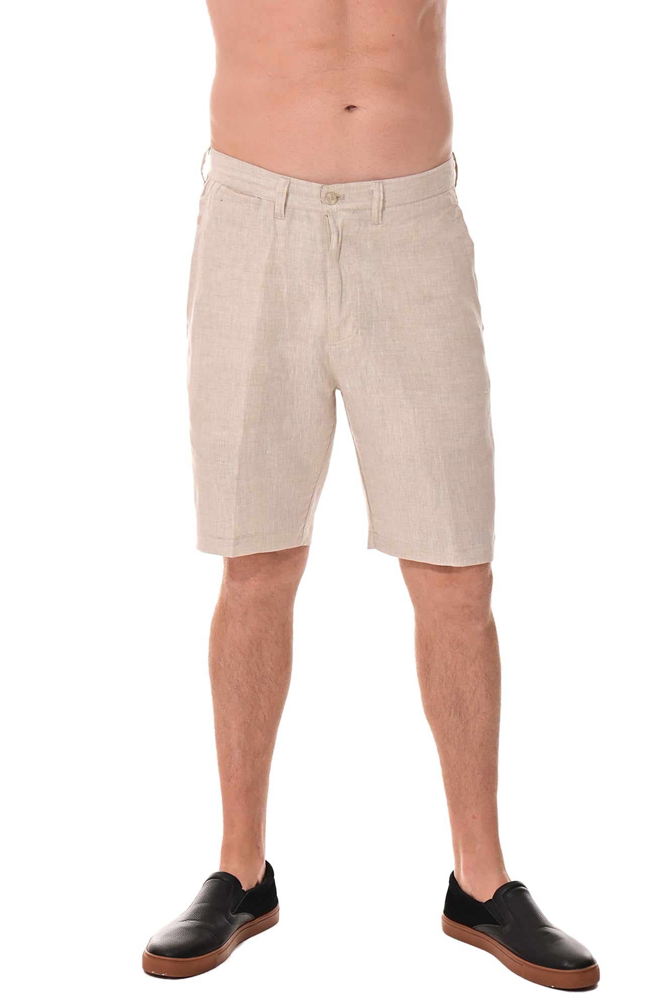 Men Linen Blend Shorts-TAUPE-COLOR OPTIONS-MLH40c - 12 PCS/PRE-PACK