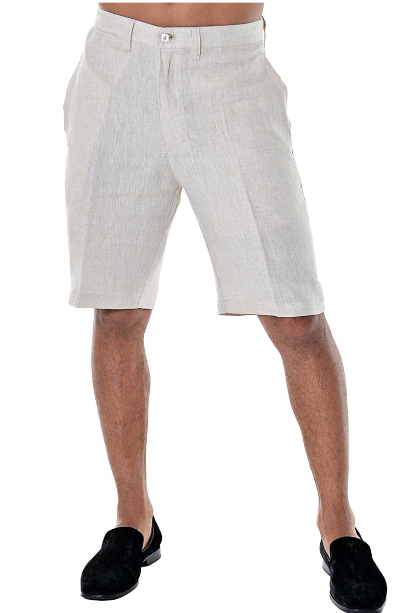 Men Linen Blend Shorts-TAUPE-COLOR OPTIONS-MLH40c - 12 PCS/PRE-PACK