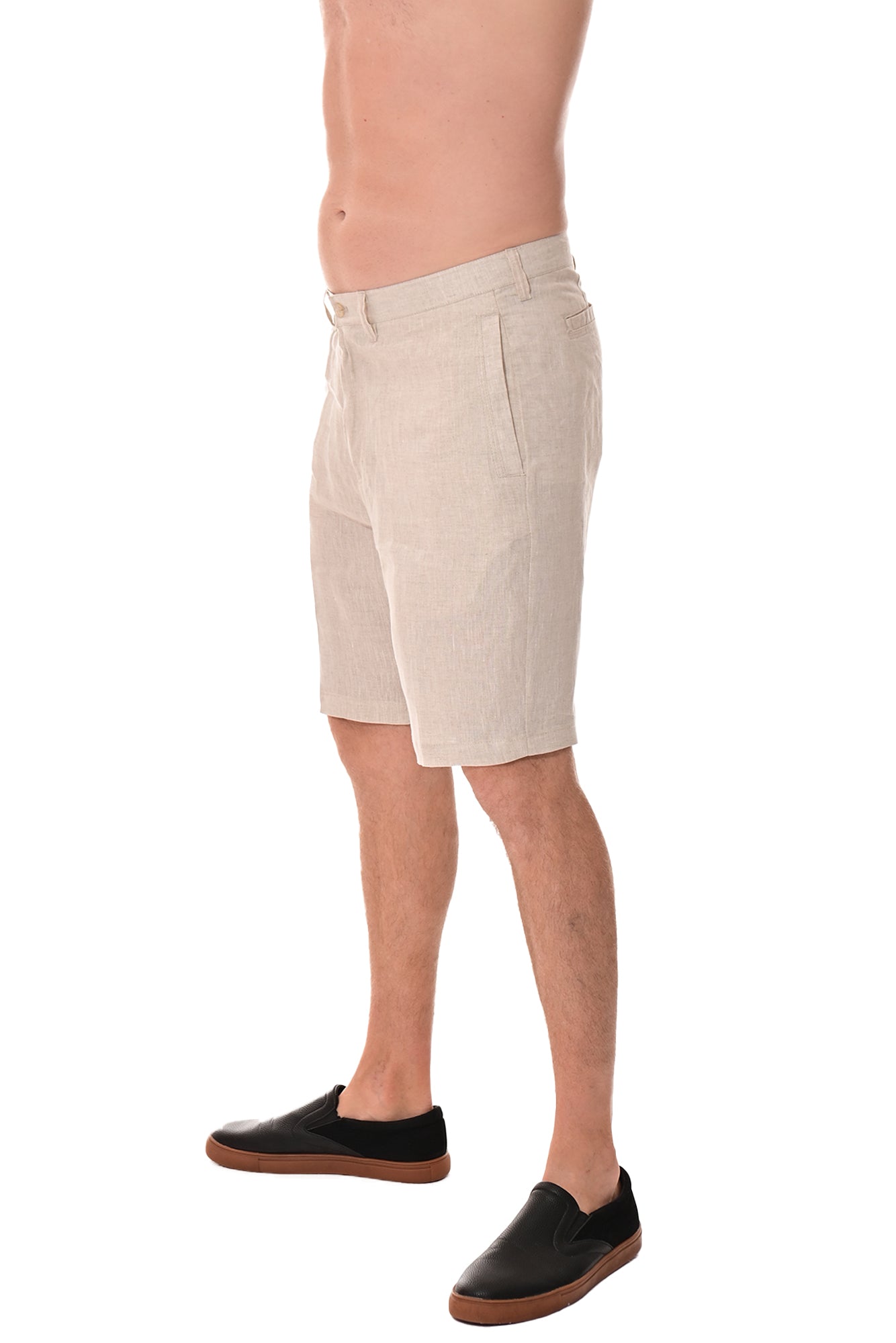 Men Linen Blend Shorts-TAUPE-COLOR OPTIONS-MLH40c - 12 PCS/PRE-PACK