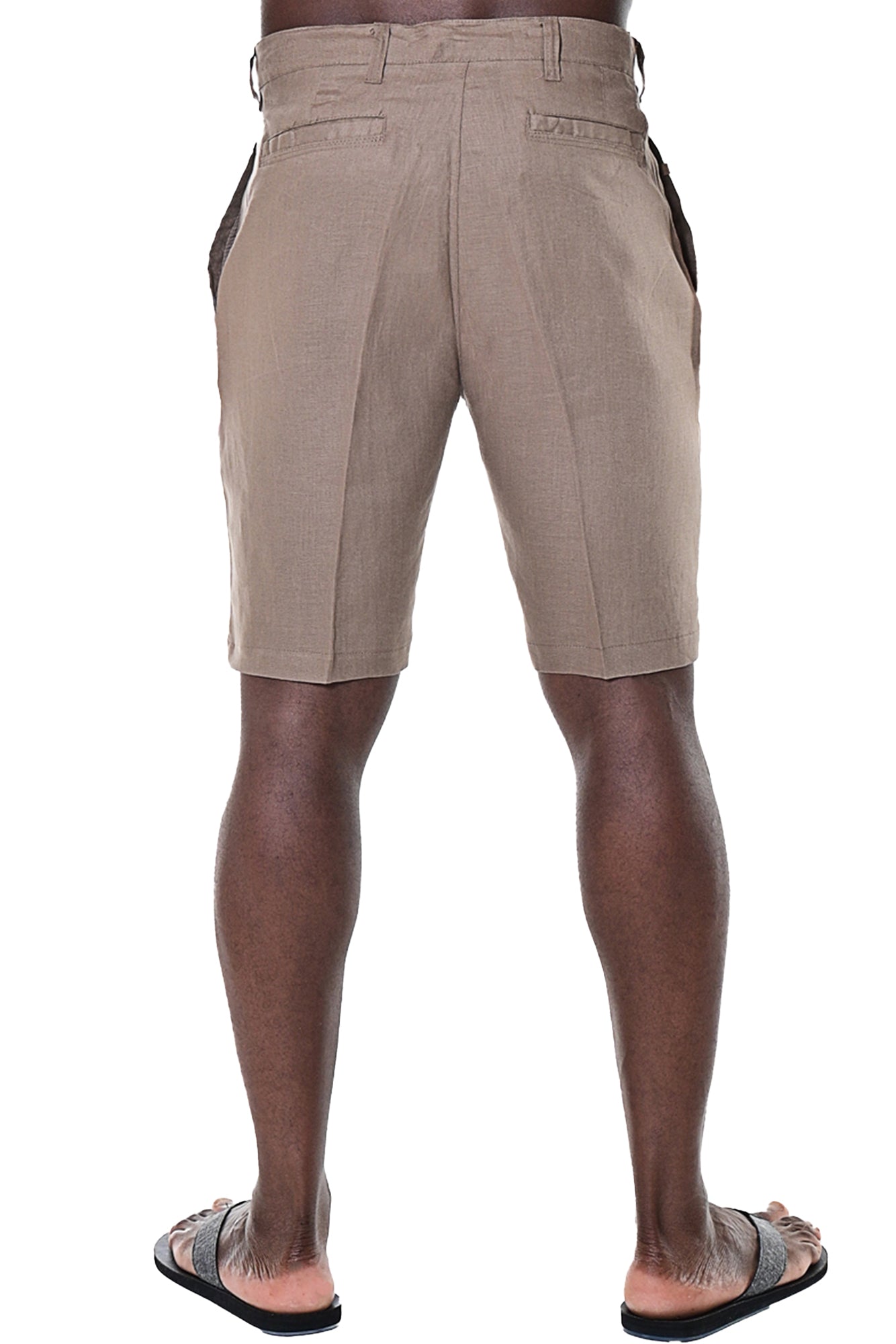Men Linen Blend Shorts-TAUPE-COLOR OPTIONS-MLH40c - 12 PCS/PRE-PACK