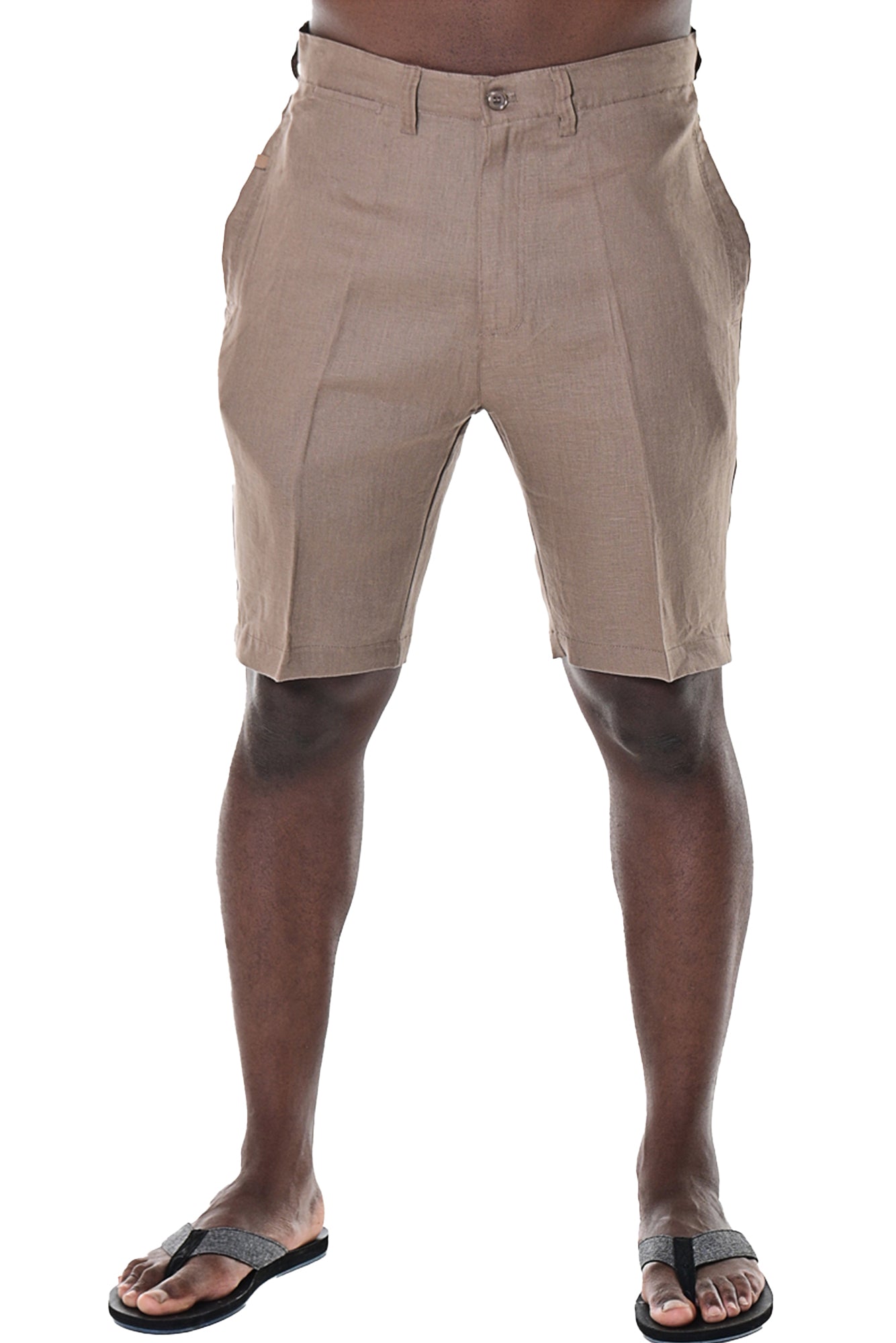 Men Linen Blend Shorts-TAUPE-COLOR OPTIONS-MLH40c - 12 PCS/PRE-PACK