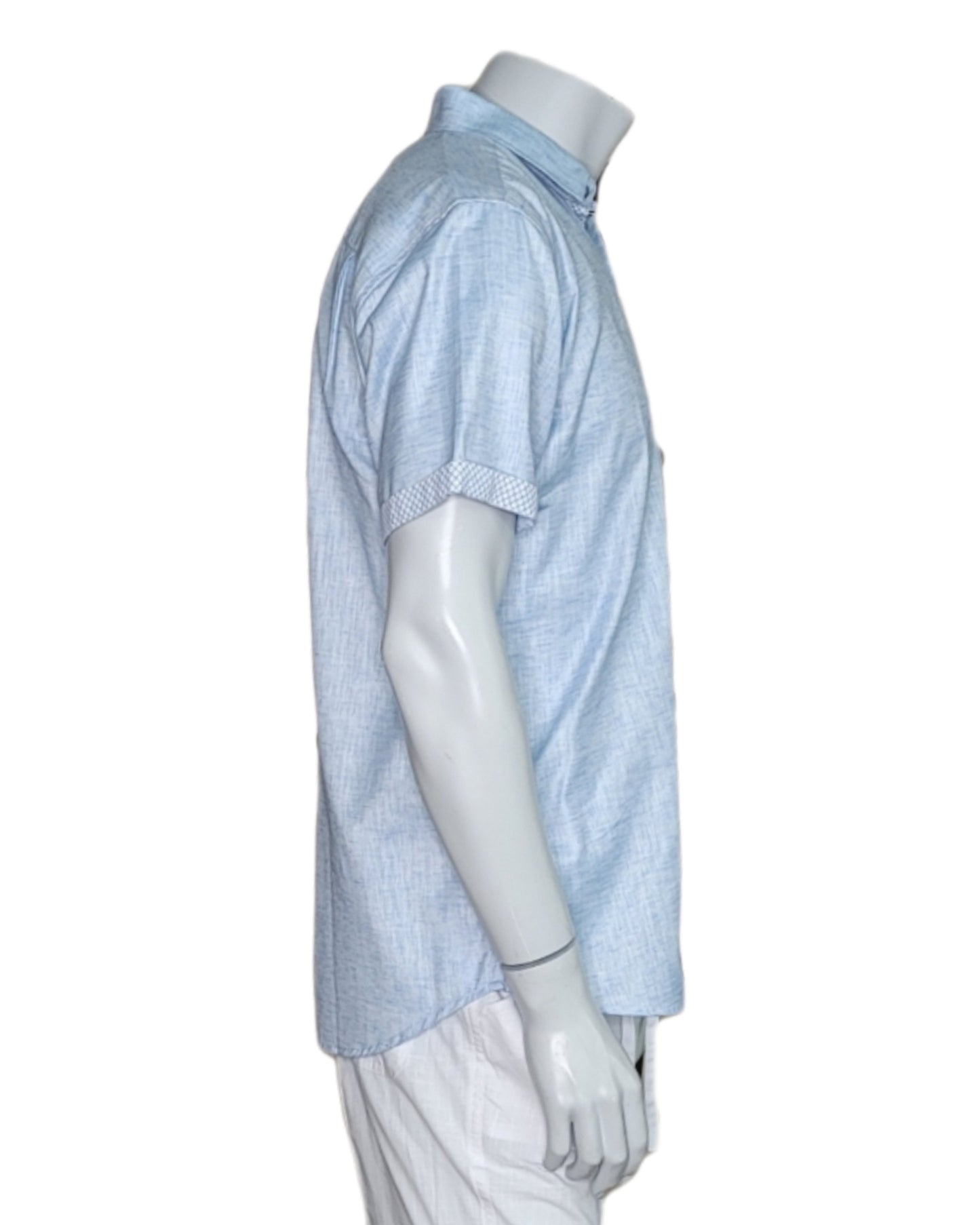 Men's S/S Button Down Shirt Contrast Slv Trim - Color Options - BEIGE - MLL3498-P