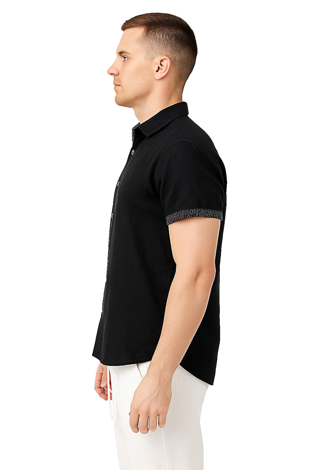 Men's LINEN LOOK S/S Button Down Shirt Contrast Slv Trim - IVORY - MLL3499 -COLOR OPTIONS - MLL3499 - 6 PCS/PRE-PACK