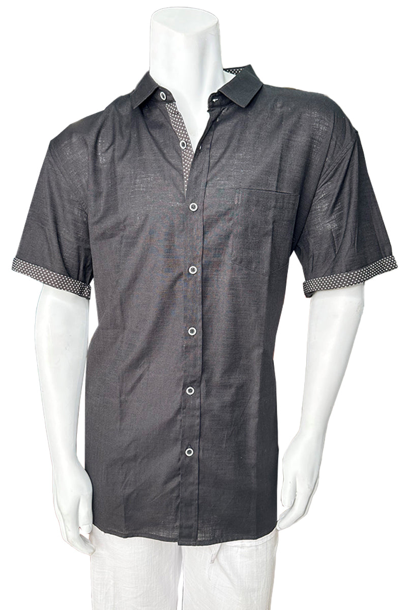 Men's LINEN LOOK S/S Button Down Shirt Contrast Slv Trim - IVORY - MLL3499 -COLOR OPTIONS - MLL3499 - 6 PCS/PRE-PACK