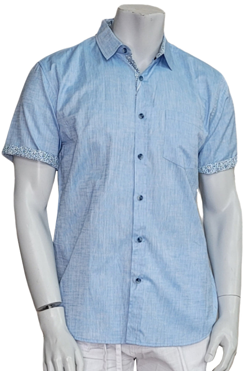 Men's LINEN LOOK S/S Button Down Shirt Contrast Slv Trim - IVORY - MLL3499 -COLOR OPTIONS - MLL3499 - 6 PCS/PRE-PACK