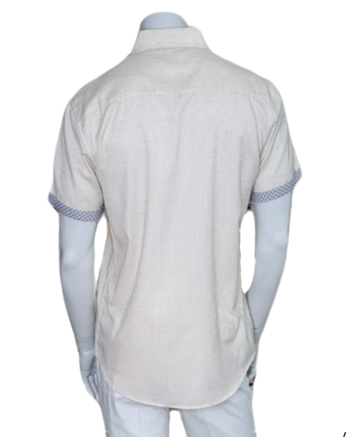 Men's S/S Button Down Shirt Contrast Slv Trim - Color Options - LT. BLUE - MLL3500-P