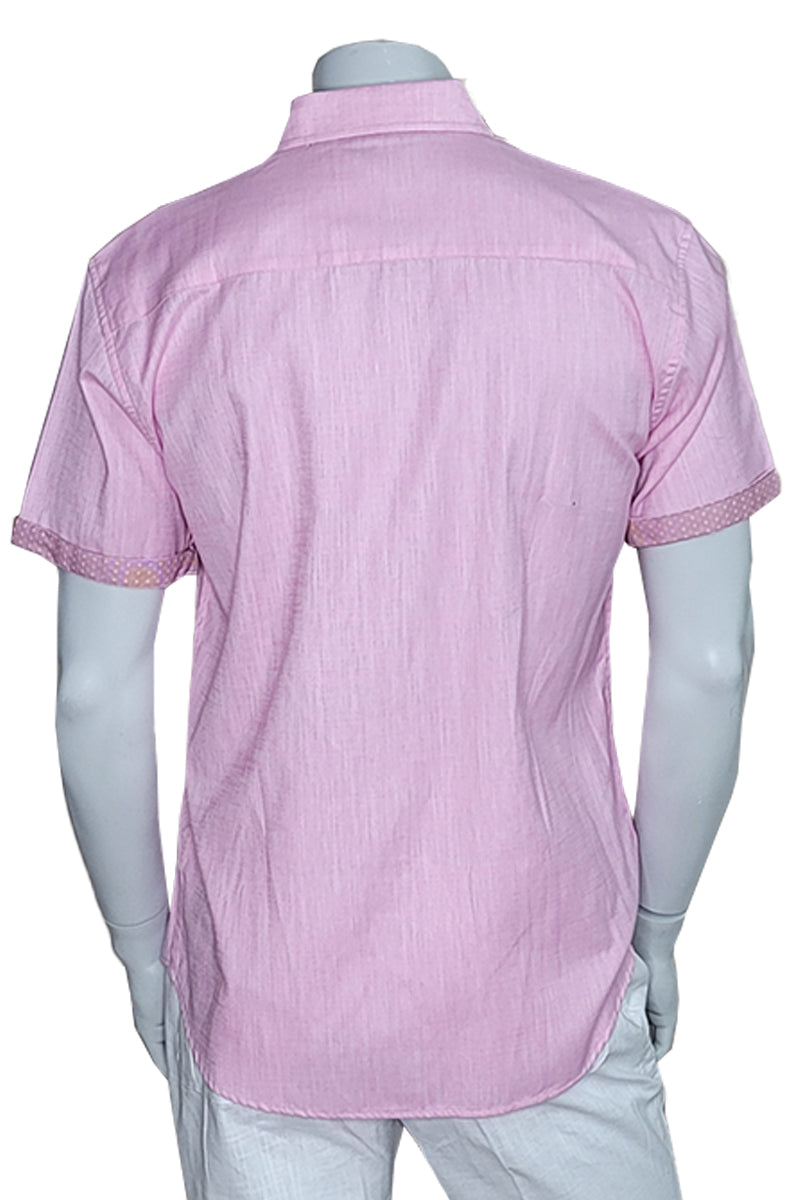 Men's S/S Button Down Shirt Contrast Slv Trim - Color Options - LT. BLUE - MLL3500-P