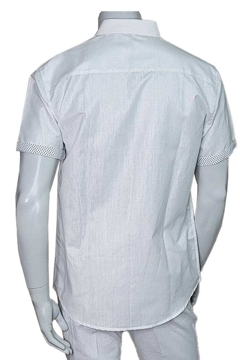Men's S/S Button Down Shirt Contrast Slv Trim - Color Options - LT. BLUE - MLL3500-P