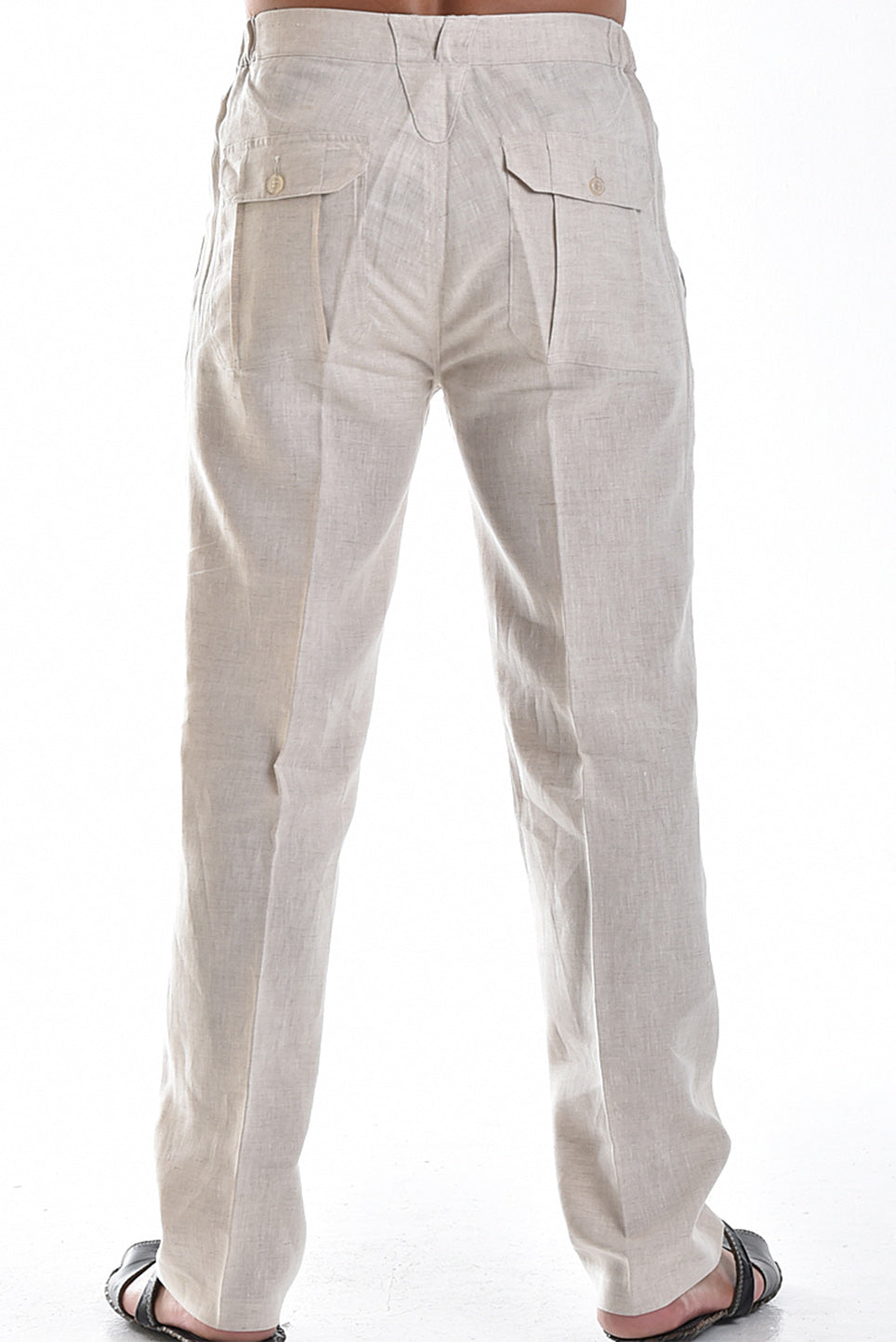 Men Drawstring Linen Blend Pants-NATURAL-COLOR OPTIONS-MLP19c - 6 PCS/PRE-PACK