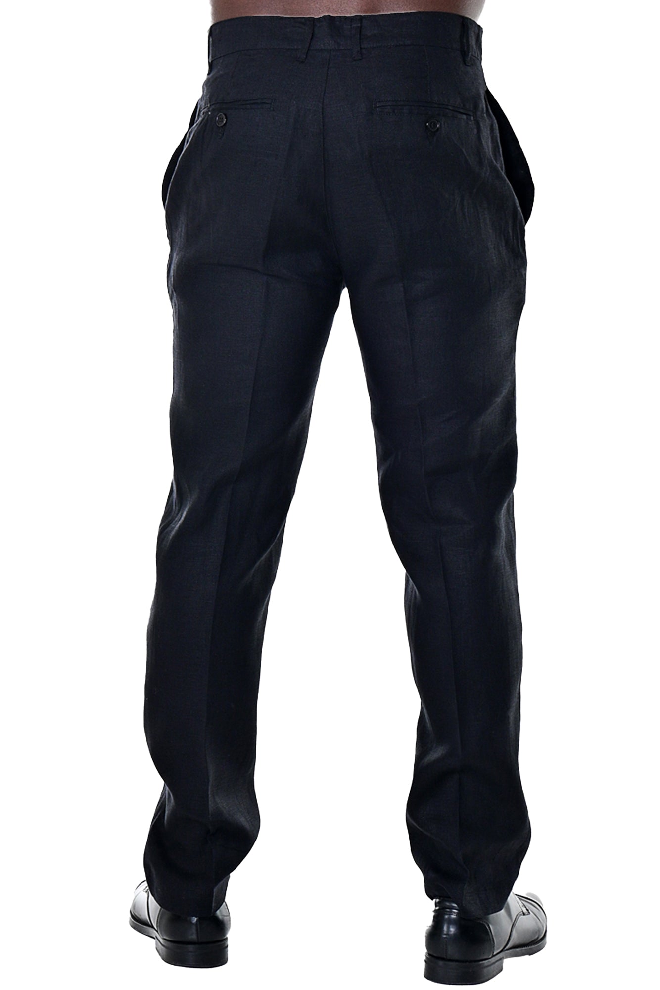 Men Linen Blend Flat Front Pants-WHITE-COLOR OPTIONS-MLP50c - 6 PCS/PRE-PACK