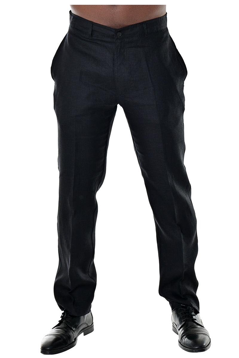 Men Linen Blend Flat Front Pants-WHITE-COLOR OPTIONS-MLP50c - 6 PCS/PRE-PACK