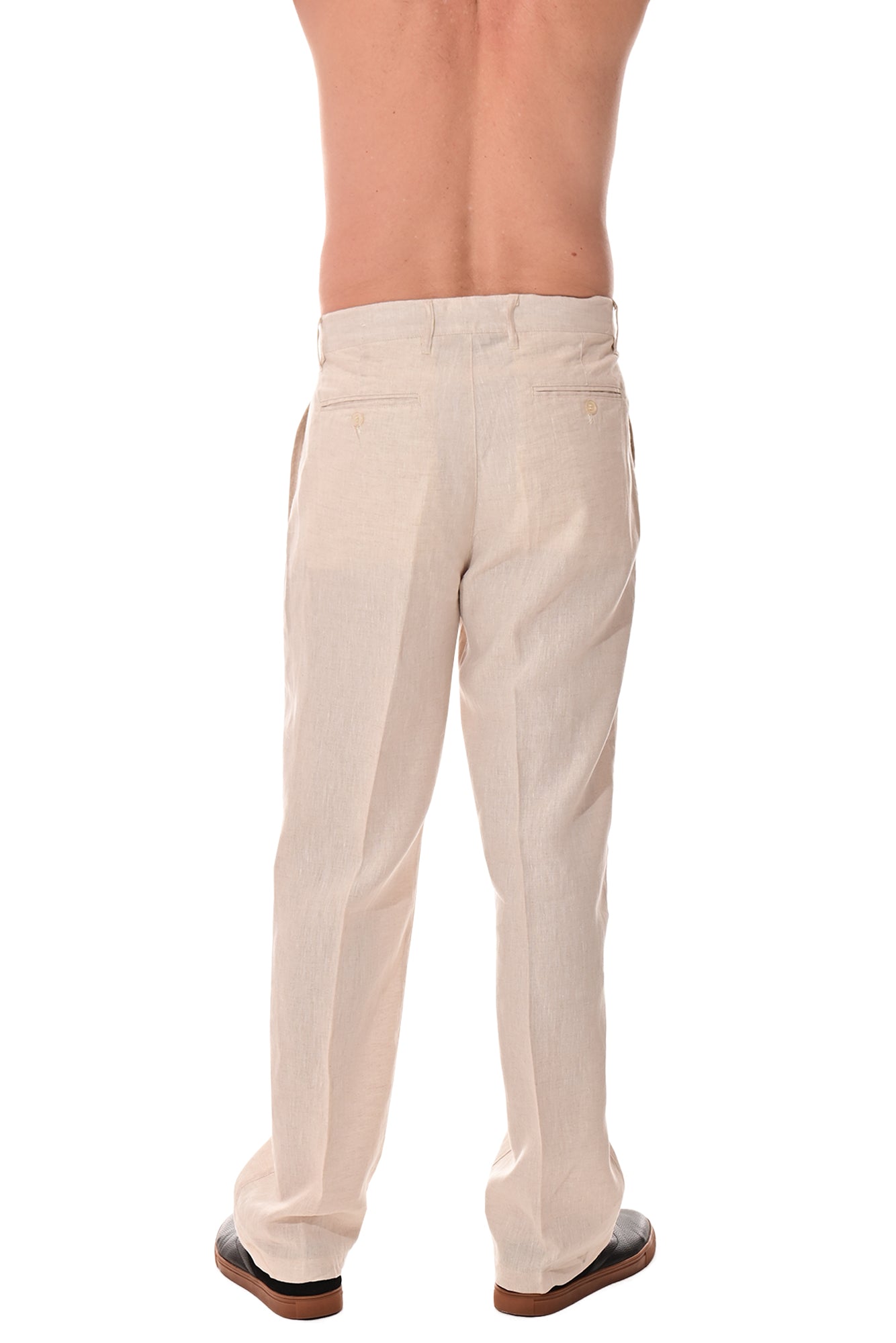 Men Linen Blend Flat Front Pants-WHITE-COLOR OPTIONS-MLP50c - 6 PCS/PRE-PACK