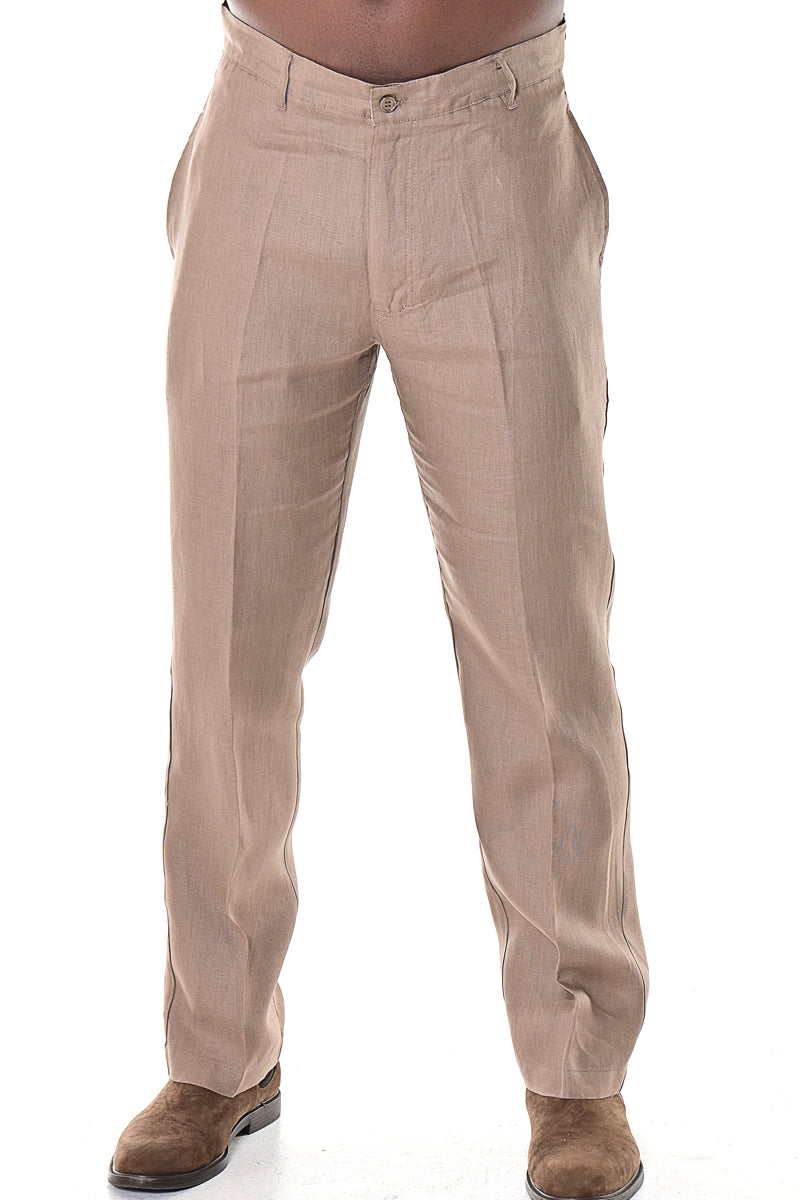 Men Linen Blend Flat Front Pants-WHITE-COLOR OPTIONS-MLP50c - 6 PCS/PRE-PACK