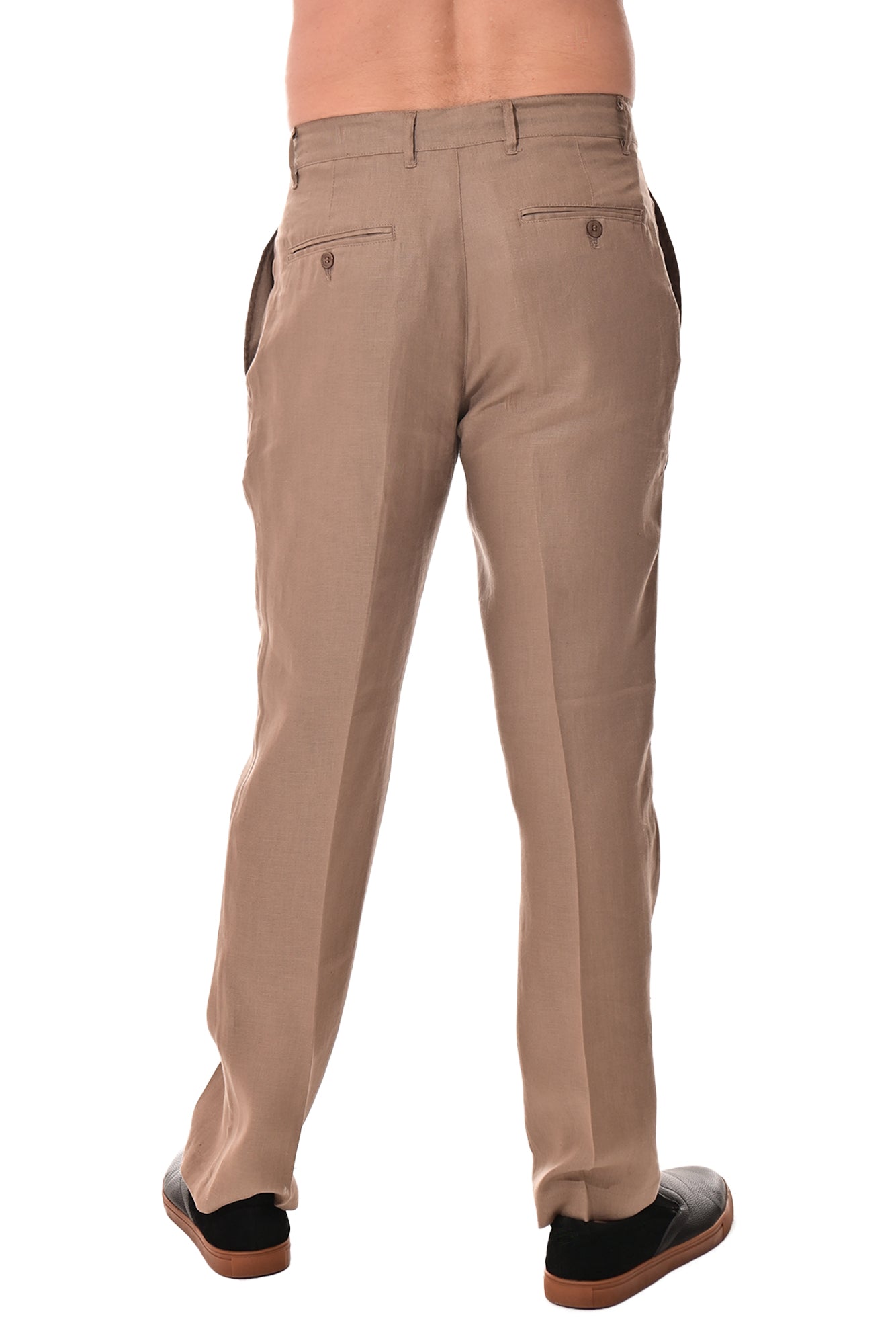 Men Linen Blend Flat Front Pants-WHITE-COLOR OPTIONS-MLP50c - 6 PCS/PRE-PACK