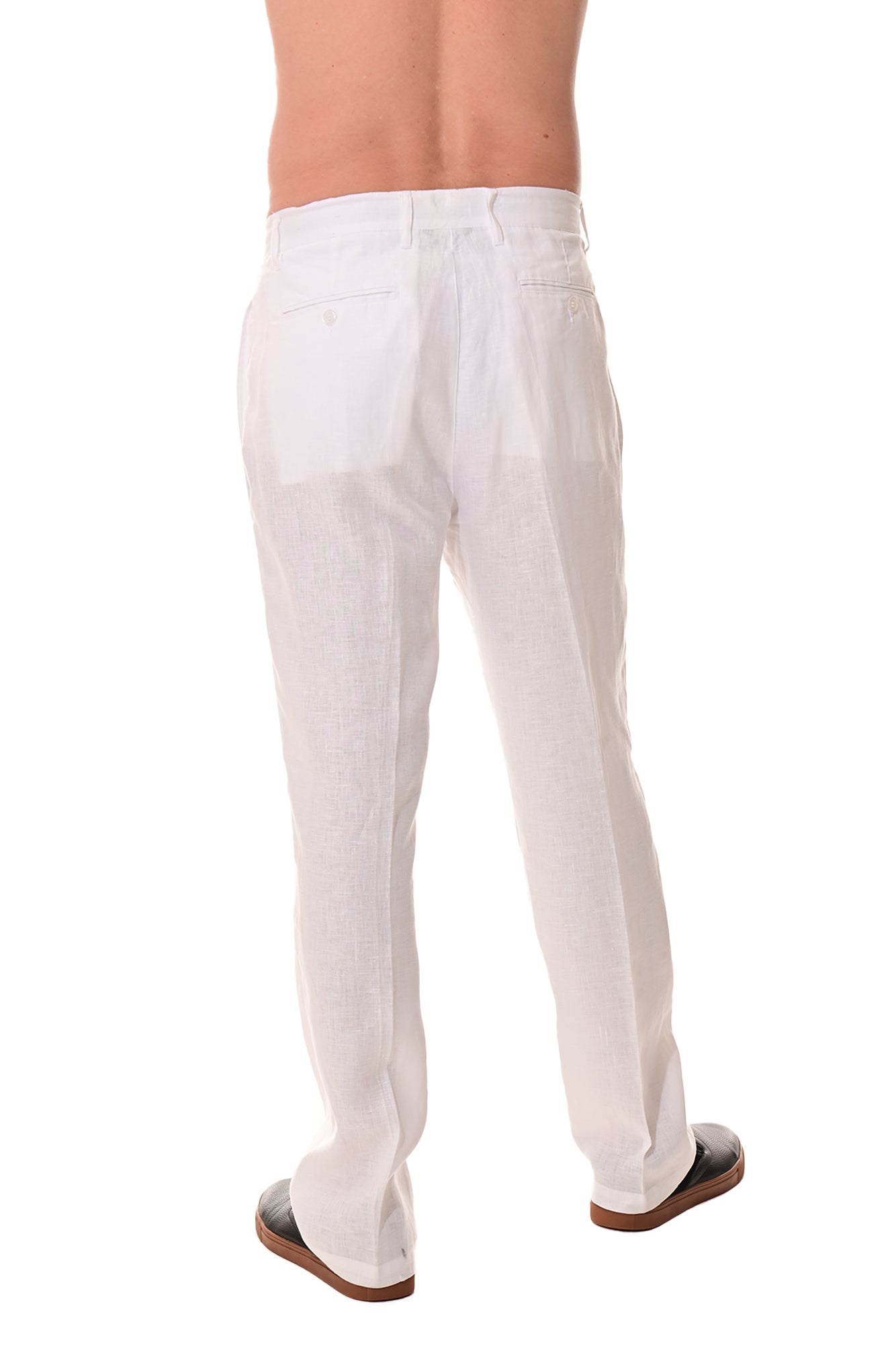 Men Linen Blend Flat Front Pants-WHITE-COLOR OPTIONS-MLP50c - 6 PCS/PRE-PACK