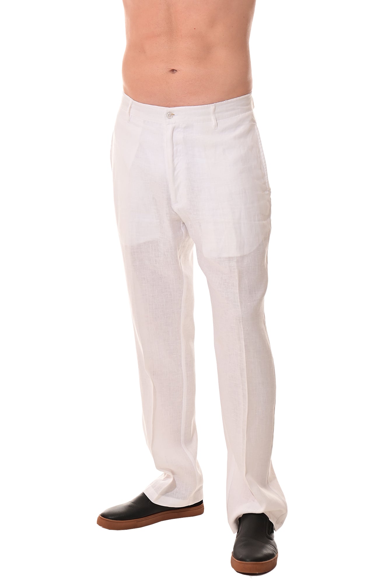 Men Linen Blend Flat Front Pants-WHITE-COLOR OPTIONS-MLP50c - 6 PCS/PRE-PACK
