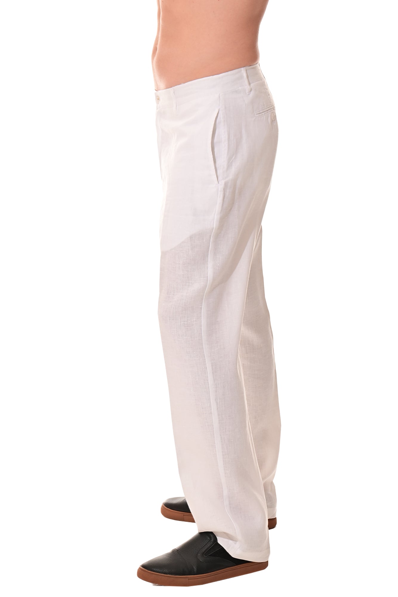 Men Linen Blend Flat Front Pants-WHITE-COLOR OPTIONS-MLP50c - 6 PCS/PRE-PACK