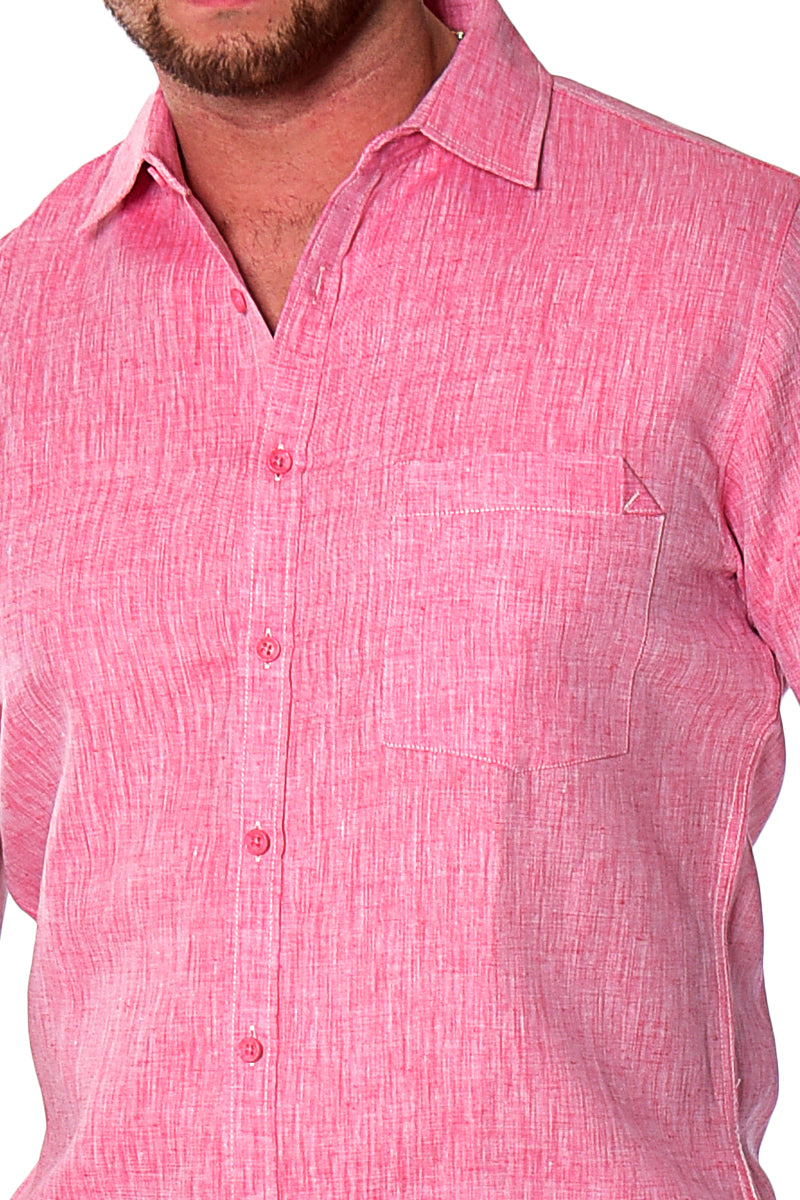Men S/S Linen Yarn Dye Pocket Shirt in-YELLOW-Color Options-MLS1357- 6 PCS/PRE-PACK