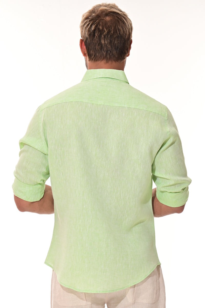 Men Linen Yarn Dye Roll-Up Slv Shirt-RED-Color Options-MLS1358-6 PCS/PRE-PACK