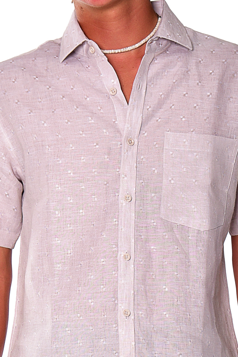 Men Linen Shirt Short Sleeve NATURAL - MLS2039 - 6 PCS/PRE-PACK