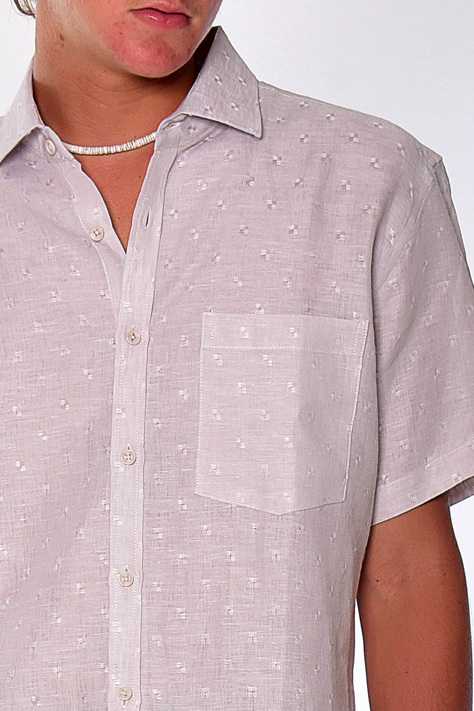 Men Linen Shirt Short Sleeve NATURAL - MLS2039 - 6 PCS/PRE-PACK