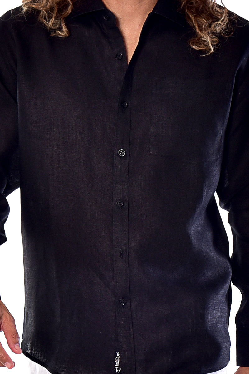 Men Linen Plain Shirt Long Sleeve GREEN - Color Options - MLS2043- 6 PCS/PRE-PACK