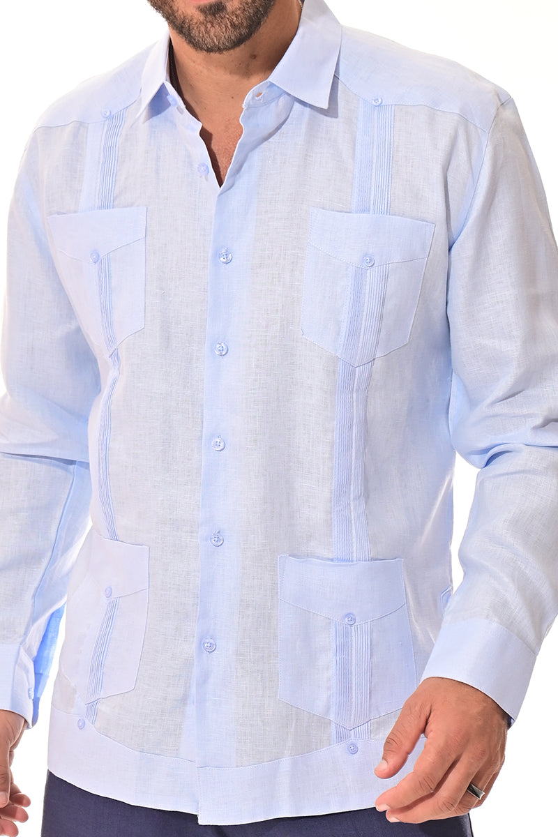 Men Linen Classic L/S Guayabera-NATURAL-Color Options-MLS401-6 PCS/PRE-PACK