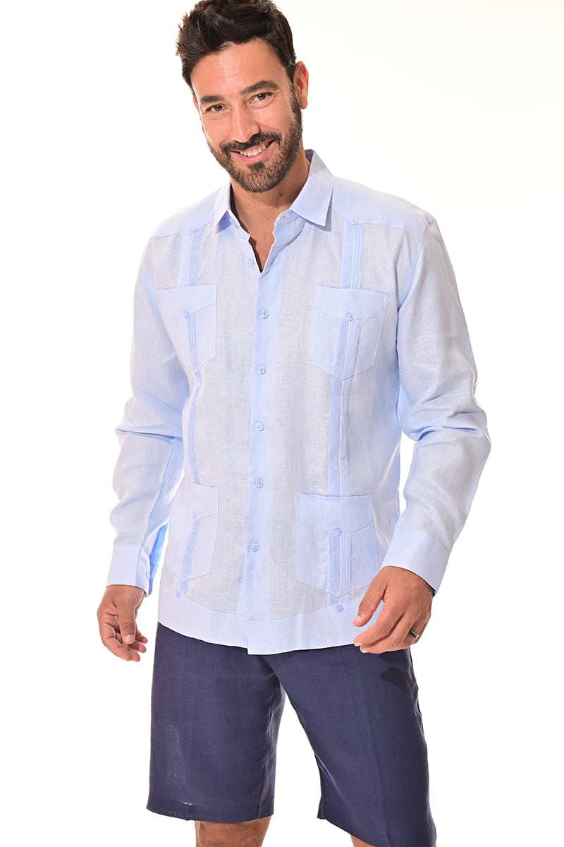 Men Linen Classic L/S Guayabera-NATURAL-Color Options-MLS401-6 PCS/PRE-PACK