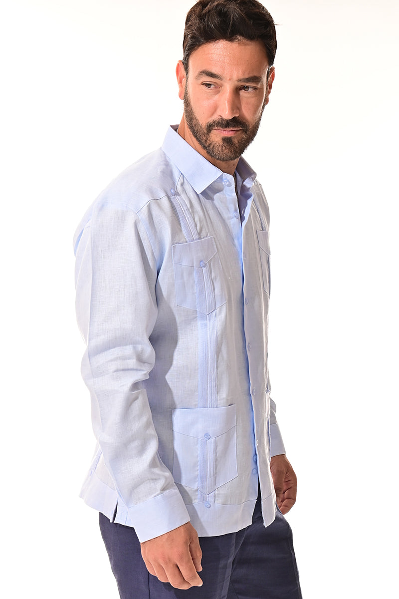 Men Linen Classic L/S Guayabera-NATURAL-Color Options-MLS401-6 PCS/PRE-PACK