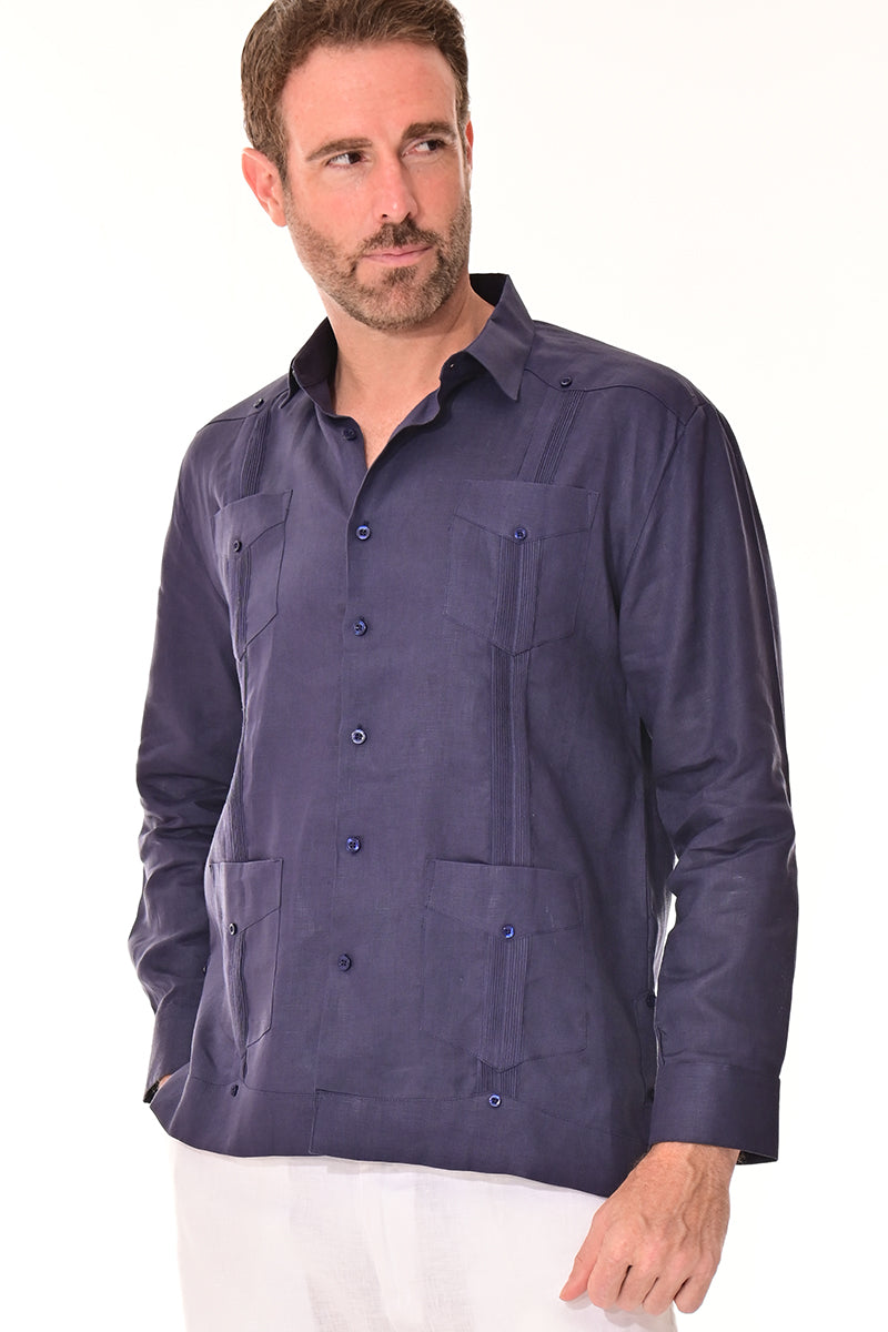 Men Linen Classic L/S Guayabera-NATURAL-Color Options-MLS401-6 PCS/PRE-PACK