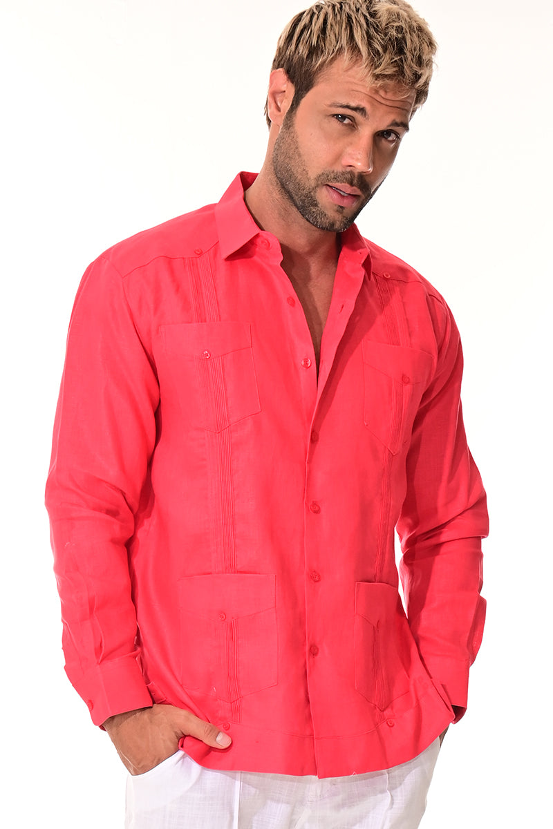 Men Linen Classic L/S Guayabera-NATURAL-Color Options-MLS401-6 PCS/PRE-PACK