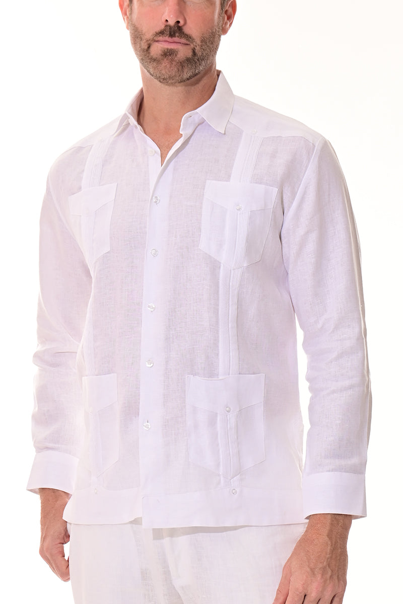 Men Linen Classic L/S Guayabera-NATURAL-Color Options-MLS401-6 PCS/PRE-PACK