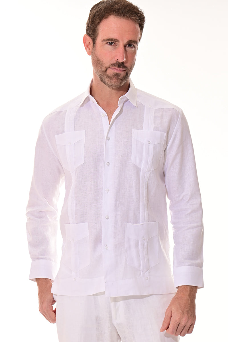 Men Linen Classic L/S Guayabera-NATURAL-Color Options-MLS401-6 PCS/PRE-PACK