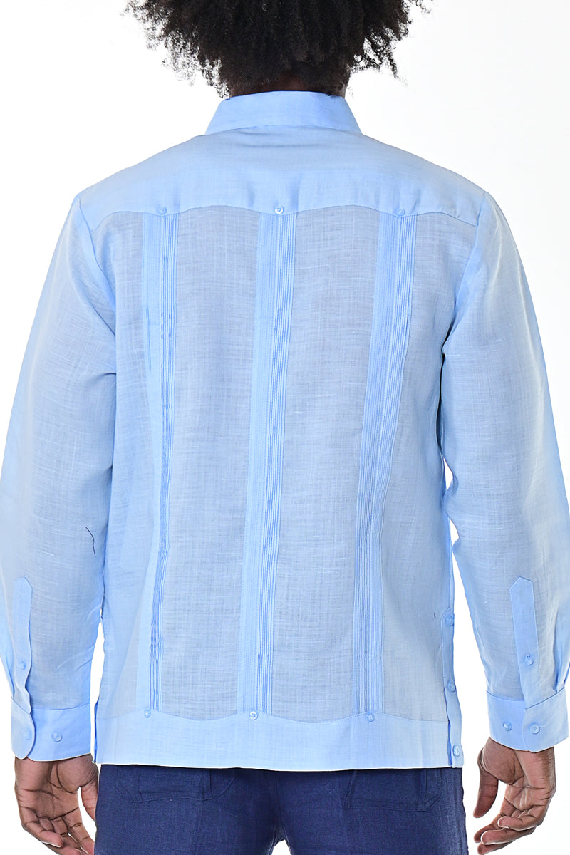 Men Linen Classic L/S Guayabera-NAVY-Color Options-MLS401-6 PCS/PRE-PACK