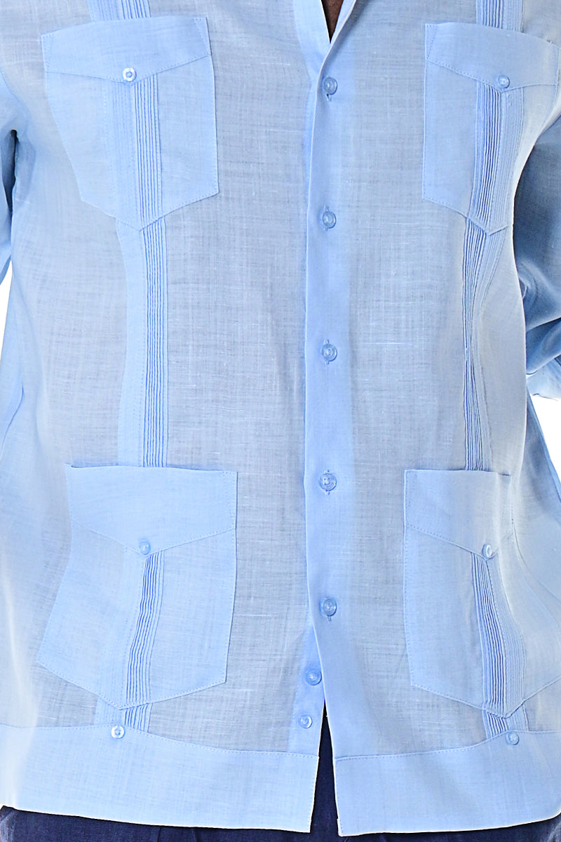 Men Linen Classic L/S Guayabera-NAVY-Color Options-MLS401-6 PCS/PRE-PACK