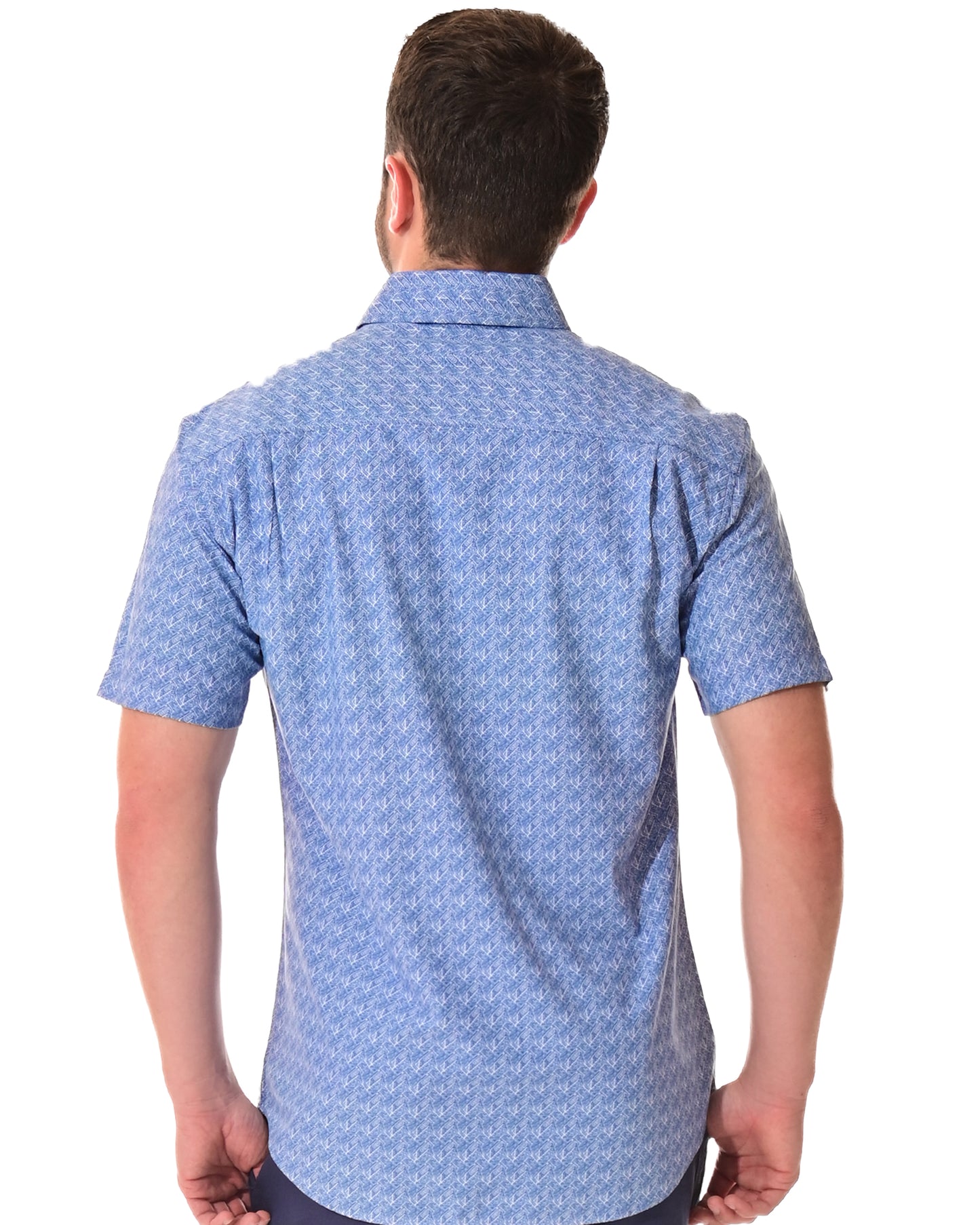 Men's S/S Button Down Shirt fashion Print by BOHIO - BLUE /PRINT - MKS3178 - 6 PCS/PRE-PACK