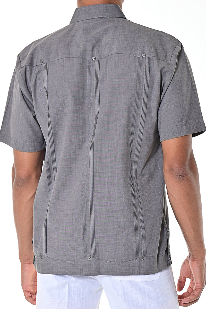 Men Cotton-Polyester Classic Guayabera S/S Shirt GRAY (3) Colors - MTCG1741