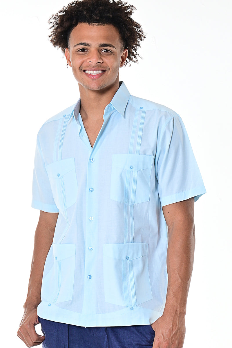 Men Cotton-Polyester Classic Guayabera S/S Shirt GRAY (3) Colors - MTCG1741