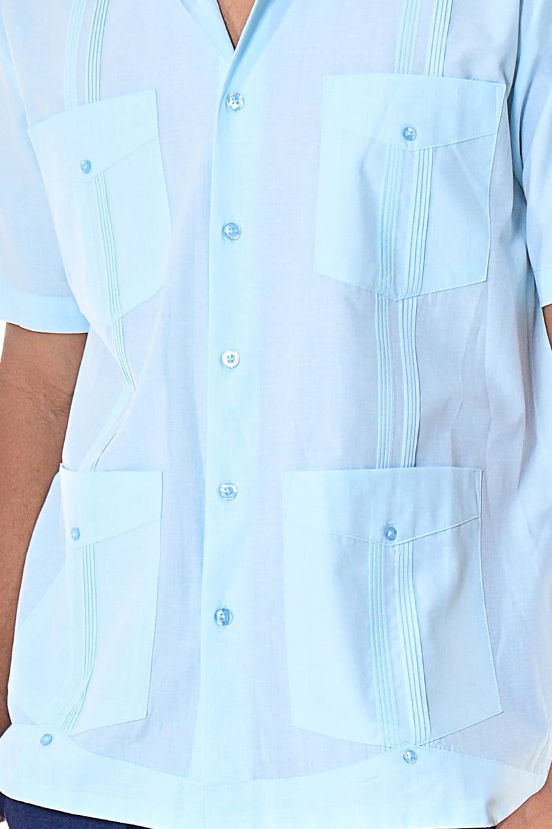 Men Cotton-Polyester Classic Guayabera S/S Shirt GRAY (3) Colors - MTCG1741