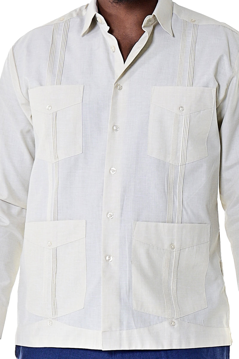 Men Cotton-Polyester Classic Guayabera L/S Shirt MINT(4) Colors- MTCG1742