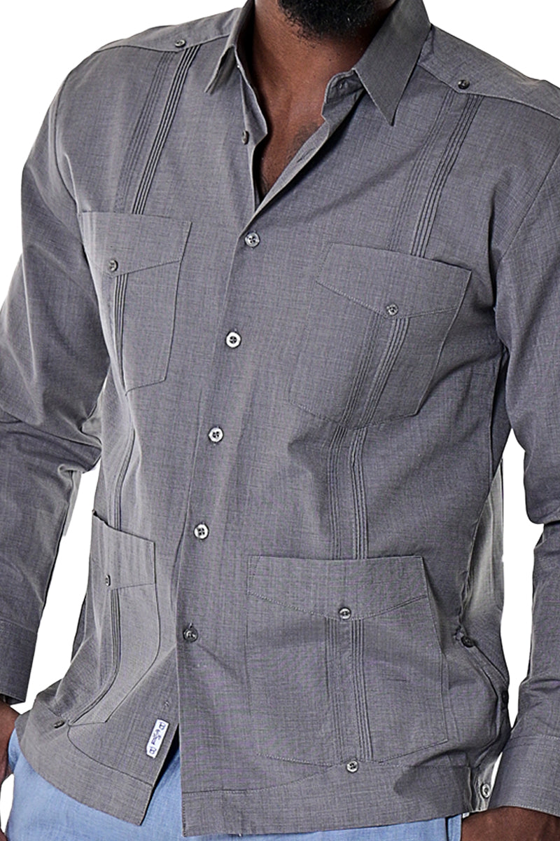 Men Cotton-Polyester Classic Guayabera L/S Shirt MINT(4) Colors- MTCG1742
