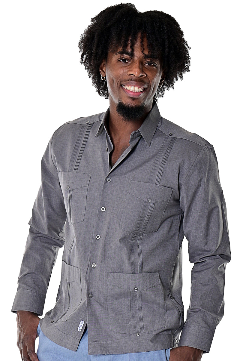 Men Cotton-Polyester Classic Guayabera L/S Shirt MINT(4) Colors- MTCG1742