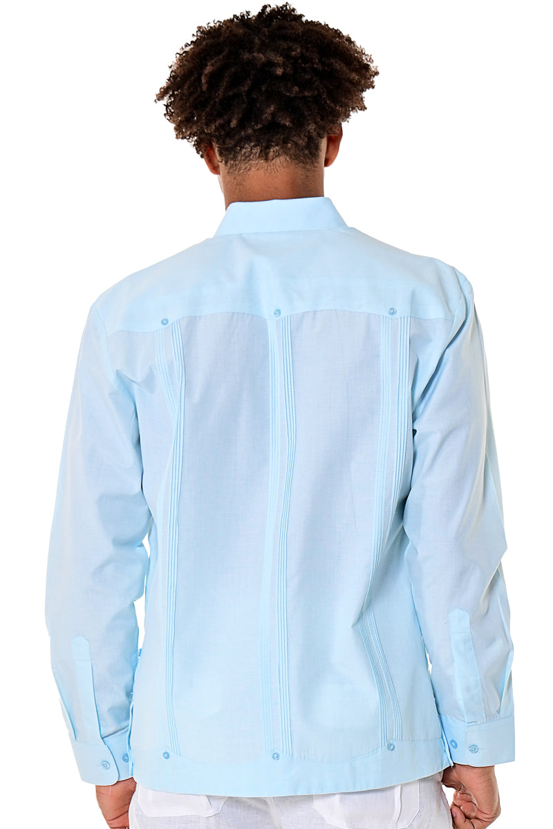 Men Cotton-Polyester Classic Guayabera L/S Shirt MINT(4) Colors- MTCG1742