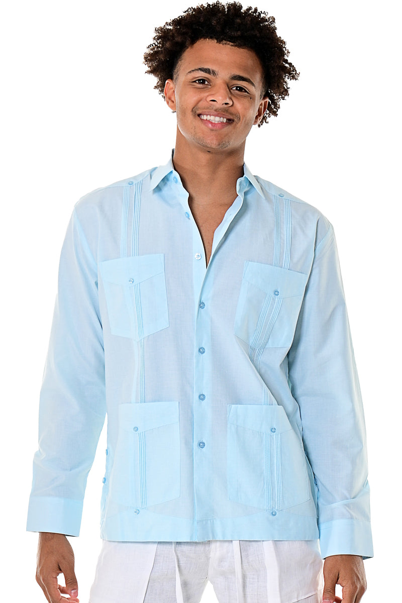 Men Cotton-Polyester Classic Guayabera L/S Shirt MINT(4) Colors- MTCG1742